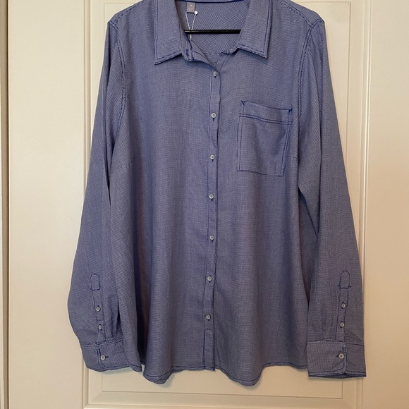 JCPenney Women's Blue Button-Down Shirt - Picture 1 of 7